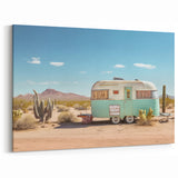 Vintage Caravan Wall Art - Retro Camper Van Desert Scene Print