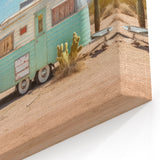 Vintage Caravan Wall Art - Retro Camper Van Desert Scene Print