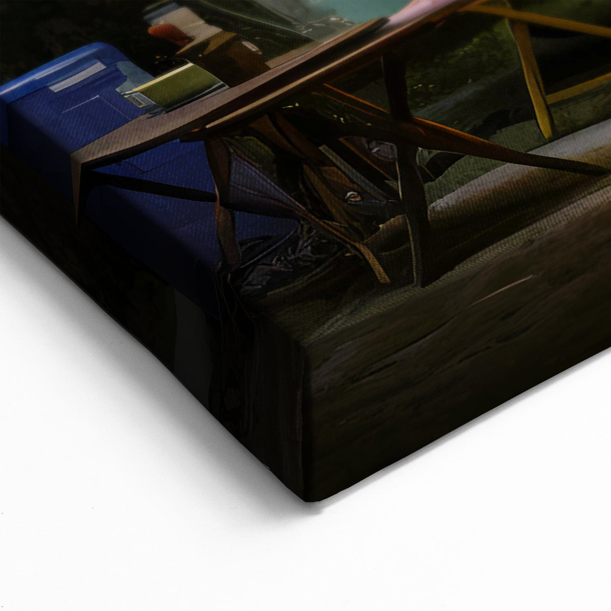 Nighttime Caravan Art - Vintage Camper Van with Moonlit Scene