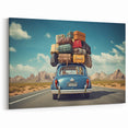 Vintage Road Trip Wall Art - Classic Car with Luggage Canvas Print