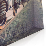 Train Wheels Close-Up Wall Art - Industrial Railroad Canvas Print