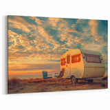 Golden Hour Caravan Art - Serene RV Wall Decor for Peaceful Spaces
