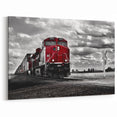 Red Locomotive Wall Art - Dramatic Train Canvas Print for Modern Decor