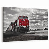 Red Locomotive Wall Art - Dramatic Train Canvas Print for Modern Decor