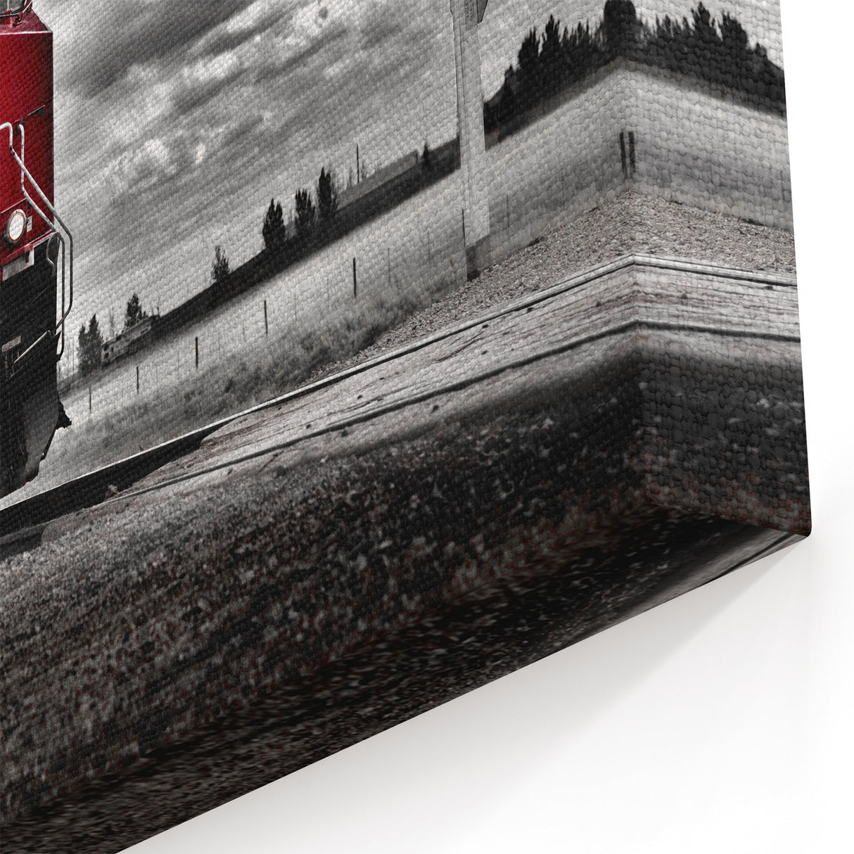 Red Locomotive Wall Art - Dramatic Train Canvas Print for Modern Decor