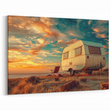 Sunset Serenity Caravan Art - Tranquil RV Wall Decor for Relaxation