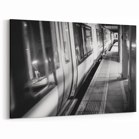 Monochrome Train Station Wall Art - Urban Subway Canvas Print