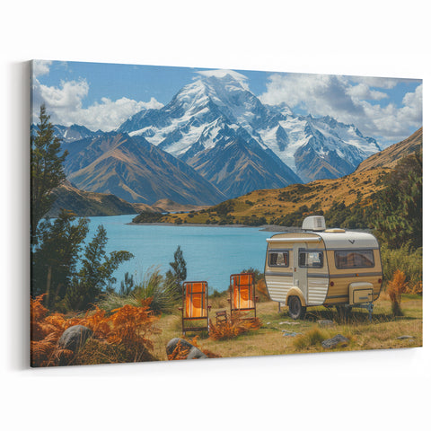 Majestic Mountain Caravan Art - Scenic RV Wall Decor for Nature Lovers