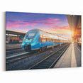 Modern Train at Sunset Wall Art - Vibrant Urban Transit Canvas Print