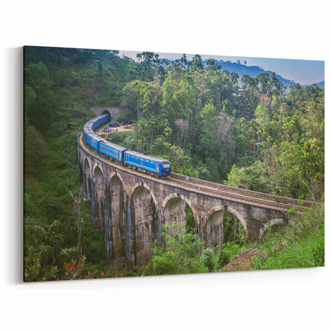 Scenic Train Over Bridge Wall Art - Nature-Inspired Railroad Canvas Print