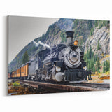 Mountain Steam Train Wall Art - Rustic Locomotive Canvas Print