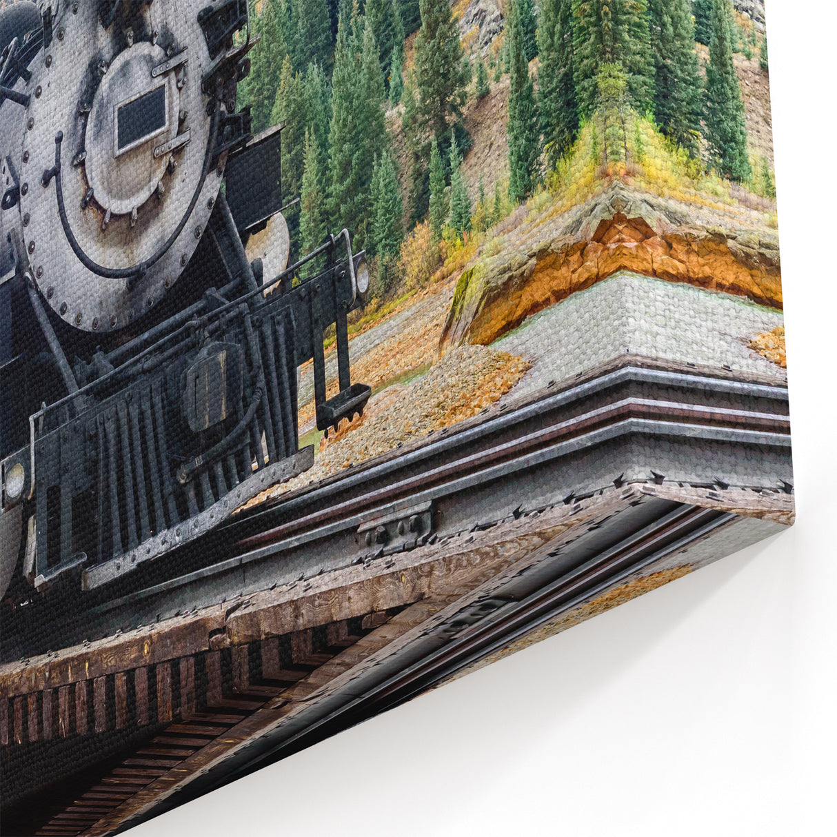 Mountain Steam Train Wall Art - Rustic Locomotive Canvas Print