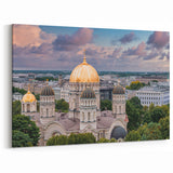 Golden Domes of Riga Canvas Print - Elegant European Architecture Art