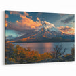 Majestic Volcano Lake Art – Vibrant Landscape Canvas Print