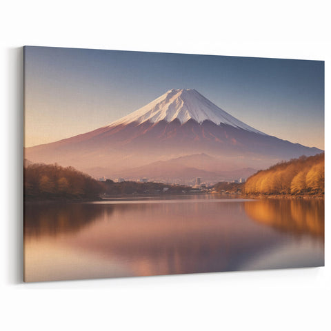 Tranquil Volcano Lake Art – Serene Landscape Canvas Wall Decor