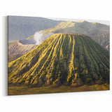 Lush Green Volcano Art – Verdant Landscape Canvas Wall Decor
