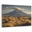 Majestic Volcano Grassland Art – Serene Landscape Canvas Print