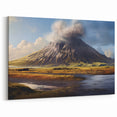 Smoky Volcano Landscape Art – Majestic Eruption Canvas Print