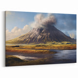 Smoky Volcano Landscape Art – Majestic Eruption Canvas Print