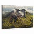Aerial Volcano Landscape Art – Lush Green Mountain Canvas Print