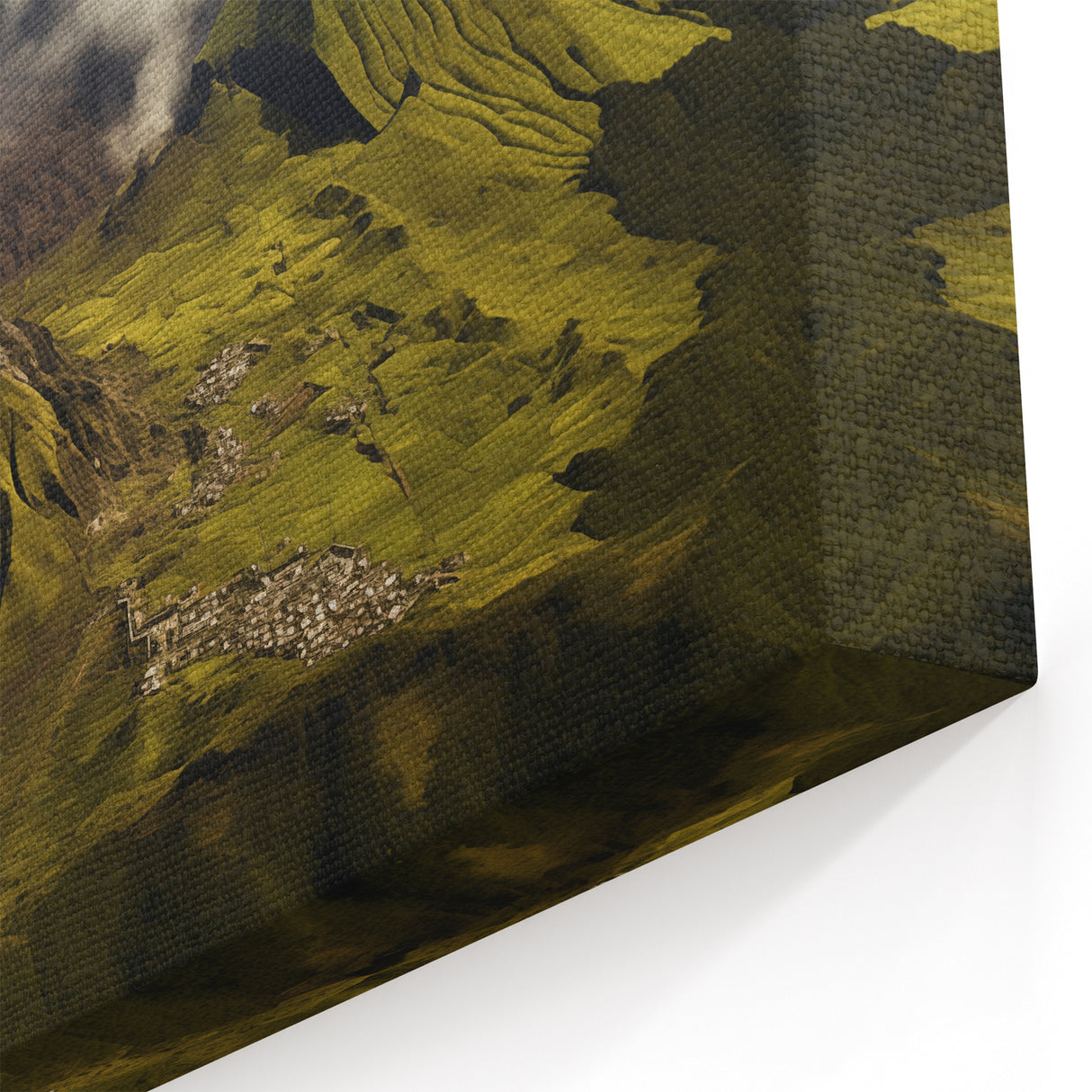Aerial Volcano Landscape Art – Lush Green Mountain Canvas Print