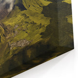 Aerial Volcano Landscape Art – Lush Green Mountain Canvas Print