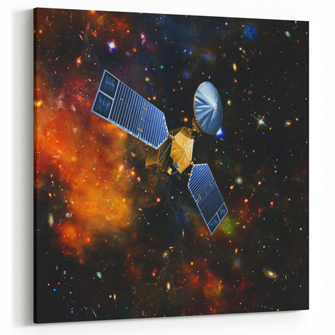 Space Satellite in Galaxy | Futuristic Spacecraft Canvas Art Prints