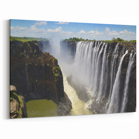 Majestic Waterfall Canvas - Dramatic Landscape Waterfall Painting for Home