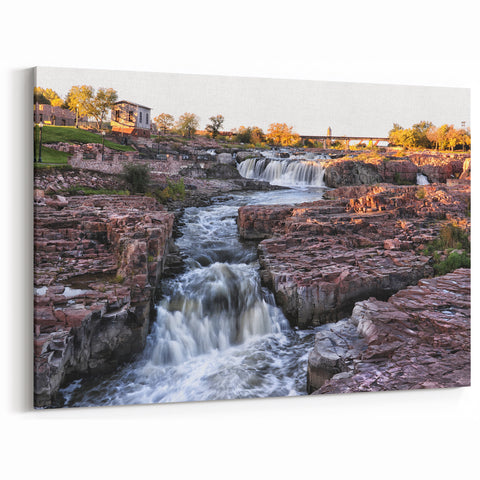 Rustic Waterfall Canvas - Serene Landscape Waterfall Painting for Home