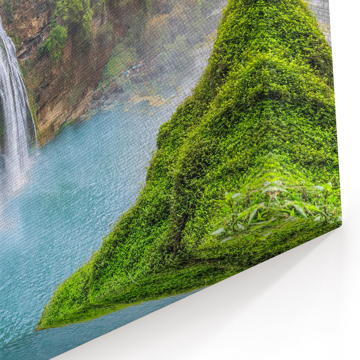 Lush Waterfall Canvas - Vibrant Nature Scene Waterfall Painting for Home