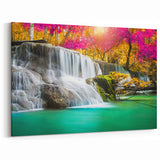Vibrant Waterfall Canvas - Exotic Nature Scene Waterfall Painting for Home