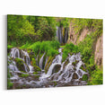 Verdant Waterfall Canvas - Lush Landscape Waterfall Painting for Home