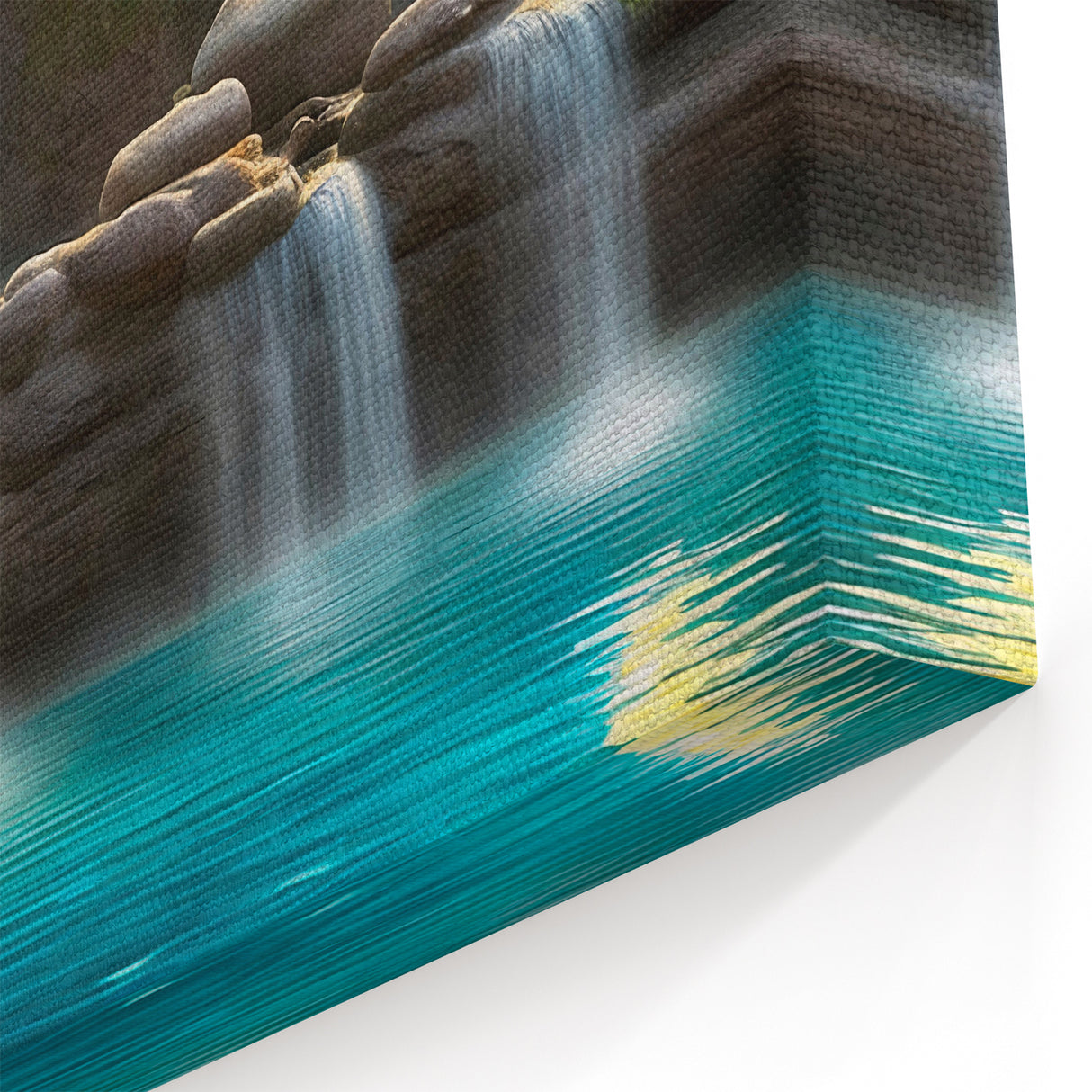 Tranquil Waterfall Canvas - Serene Sunset Landscape Waterfall Painting