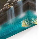 Tranquil Waterfall Canvas - Serene Sunset Landscape Waterfall Painting