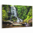 Forest Waterfall Canvas - Lush Green Landscape Waterfall Painting for Home