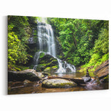 Forest Waterfall Canvas - Lush Green Landscape Waterfall Painting for Home