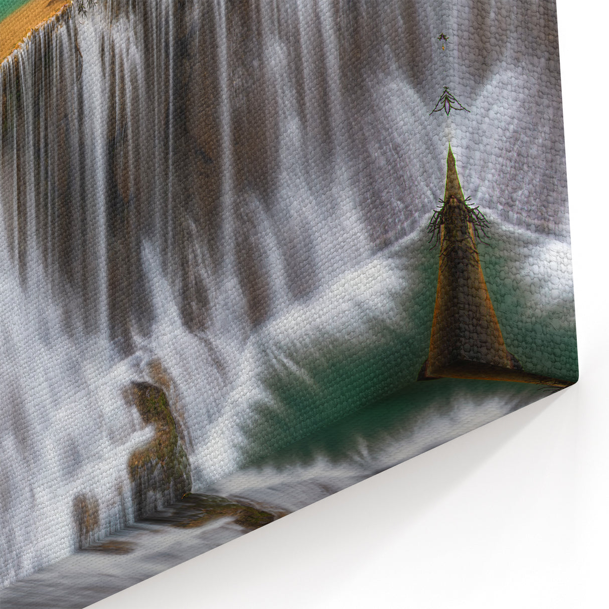 Cascading Waterfall Canvas - Serene Multi-Tiered Landscape Painting