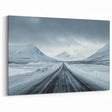 Winter Road Serenity Art – Majestic Snowy Mountain Pathway Canvas Print