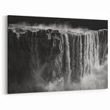 Majestic Waterfall Canvas - Black and White Nature Scene Wall Art