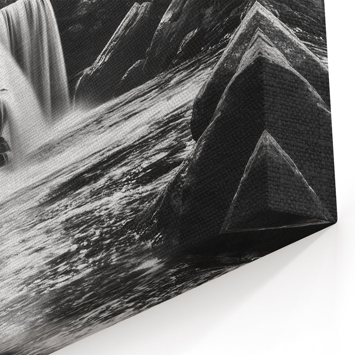 Elegant Waterfall Canvas - Black and White Nature Scene Wall Art