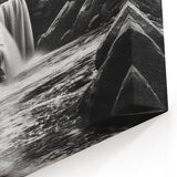 Elegant Waterfall Canvas - Black and White Nature Scene Wall Art