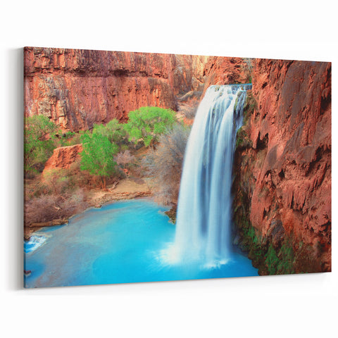 Vibrant Waterfall Canvas - Striking Desert Scene Wall Art for Home Decor