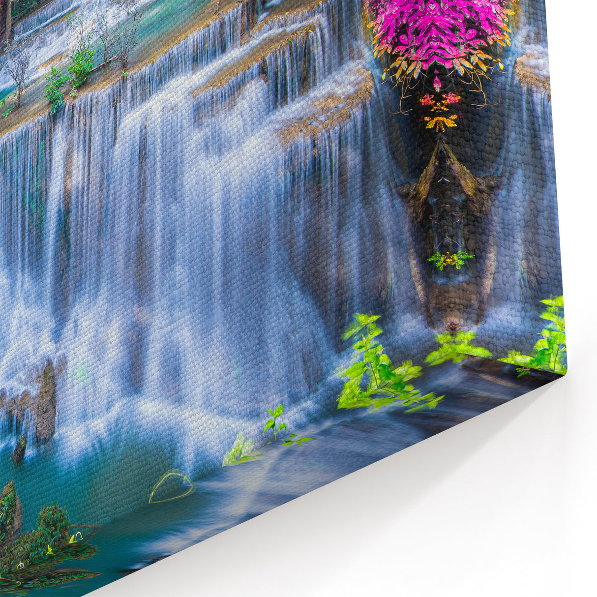 Vivid Waterfall Canvas - Surreal Nature Scene Wall Art for Home Decor