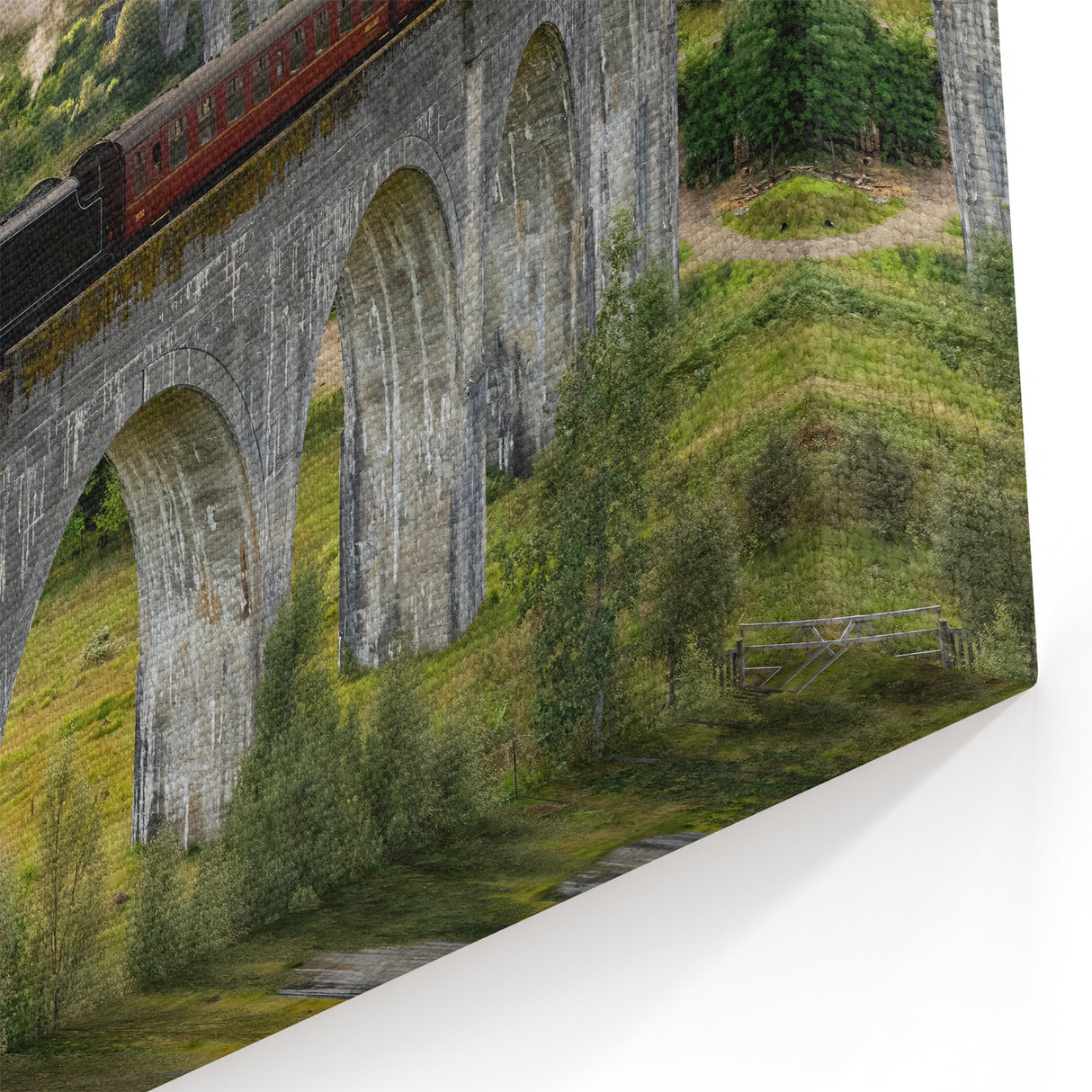 Steam Train in Scenic Highland Wall Art - Serene Locomotive Canvas Print