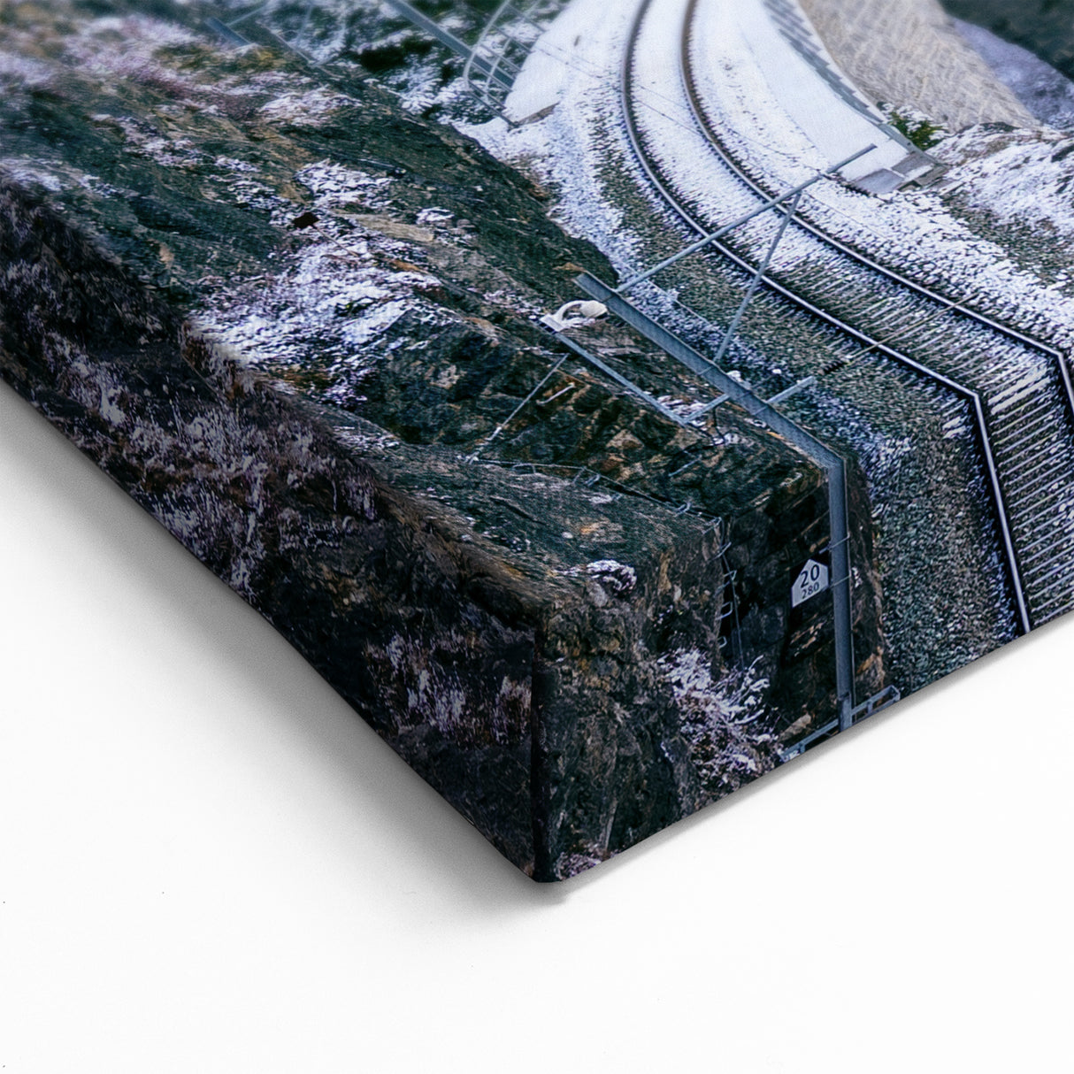 Red Train in Snowy Alps Wall Art - Winter Wonderland Locomotive Print