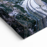 Red Train in Snowy Alps Wall Art - Winter Wonderland Locomotive Print