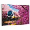Cherry Blossom Train Wall Art - Vibrant Spring Locomotive Canvas Print