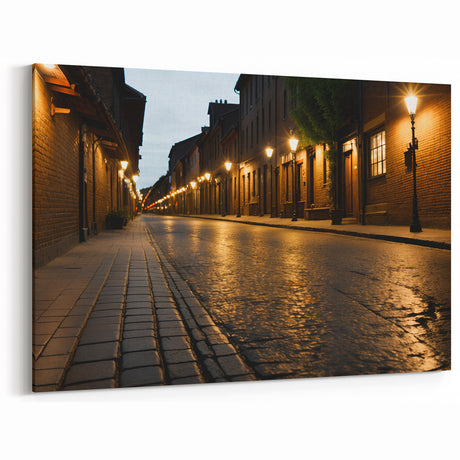Quiet Evening Street Art – Serene City Pathway Canvas for Cozy Decor