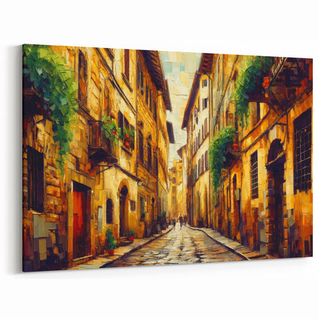 Tuscan Street Charm Art – Rustic Alleyway Canvas for Cozy Home Decor
