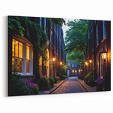 Cozy Evening Street Art – Serene Cobblestone Pathway Canvas for Warm Decor